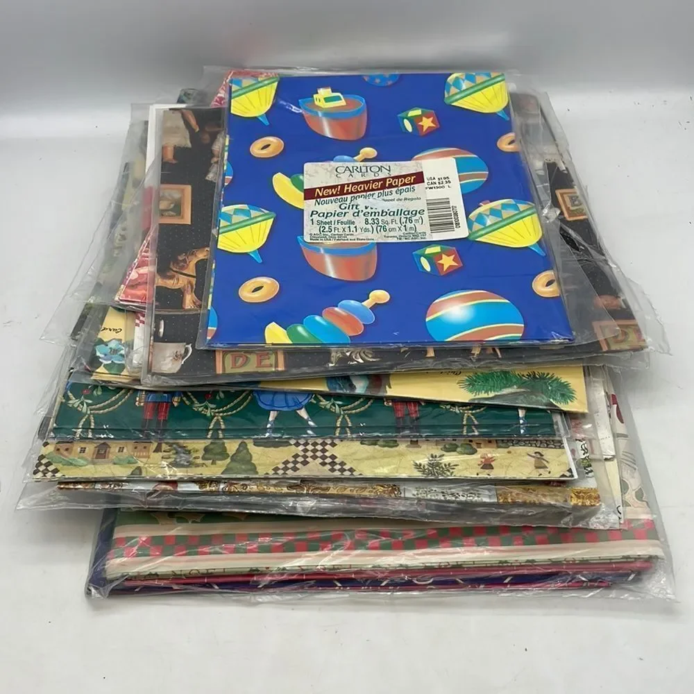 Vintage gift wrap lot floral Christmas Baby birds dolls other new old stock
